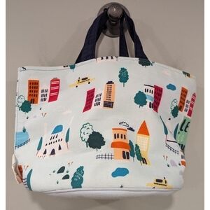 Anthropologie x Lemon Ribbon City Scene Buildings Cotton Room Basket Tote